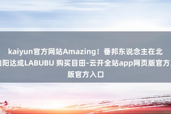 kaiyun官方网站Amazing！番邦东说念主在北京向阳达成LABUBU 购买目田-云开全站app网页版官方入口